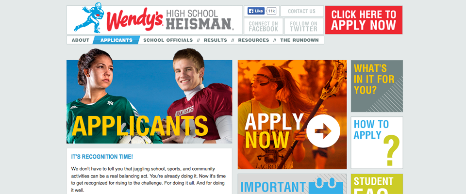 Redesigning the Wendy's High School Heisman Website